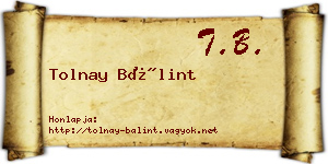 Tolnay Bálint névjegykártya